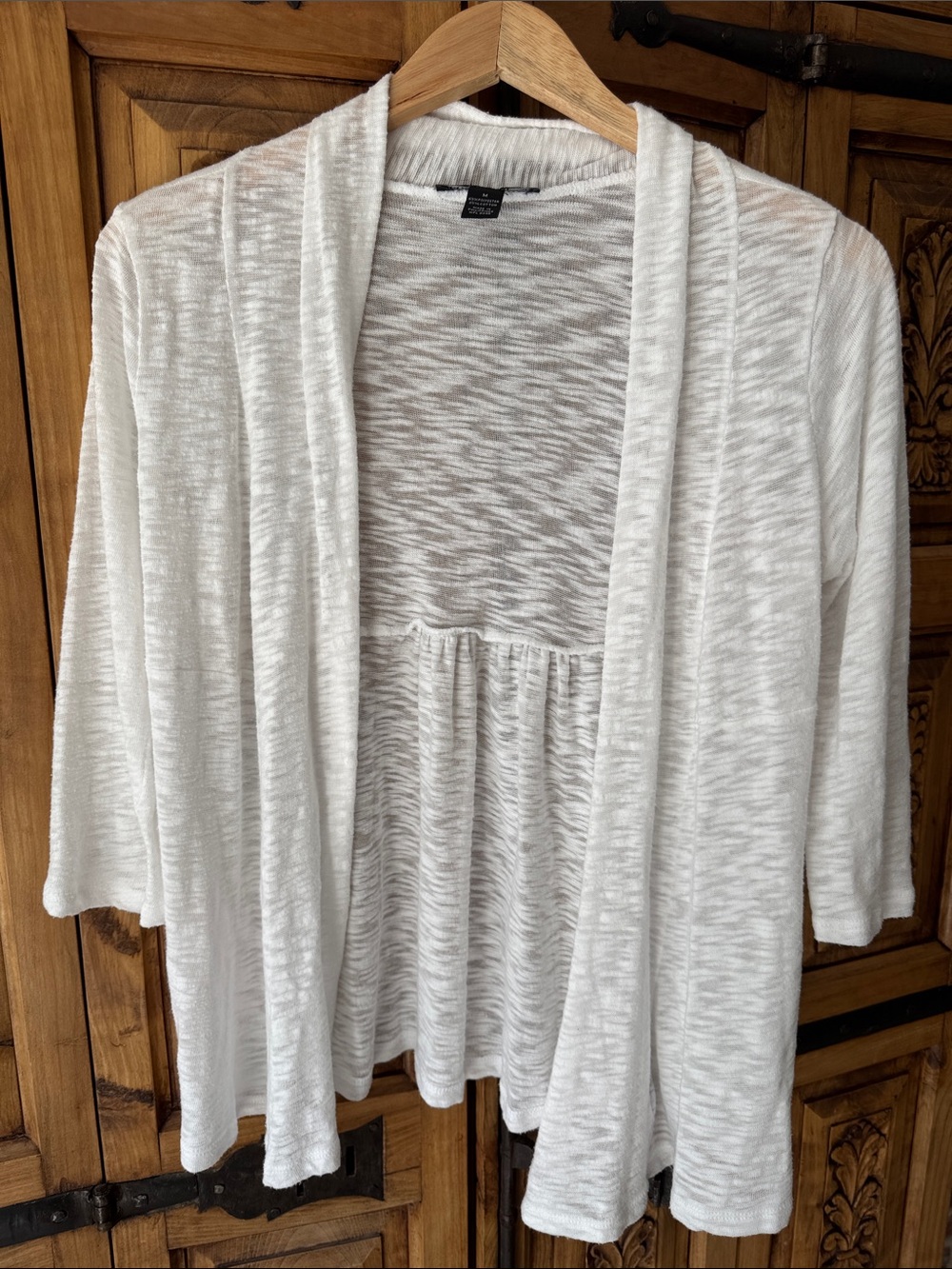 INC International Concepts White Open-Front Draped Cardigan